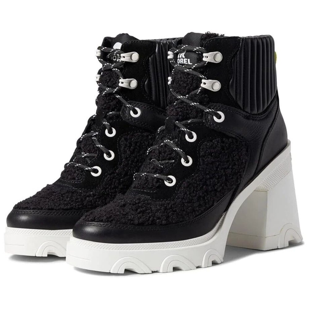 SOREL Brex Heel Cozy Lace Waterproof Boots Black Women’s 10.5 NL4814 NEW